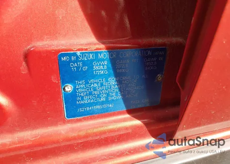 2008 Suzuki Sx4 Convenience/Touring z USA, uszkodzony, nr VIN JS2YB413985107162